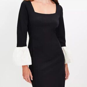 LOFT-  Black Dress- White Cuff- Pointe Dress- NEW WITH TAG- Size 14